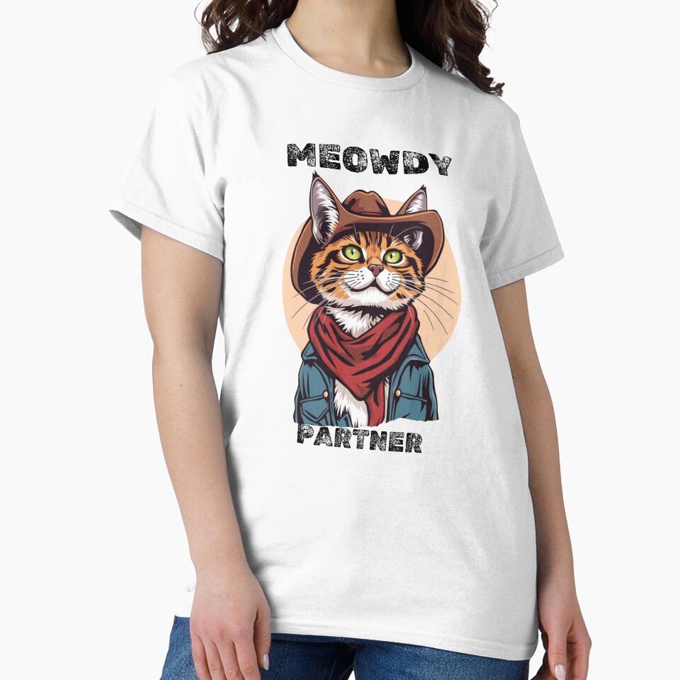 cowboy cat with cowboy hat and Meowdy Partner by GinnyGi T-Shirts, Hoodie, Sweatshirt | BlankRebels.com (Image 2)