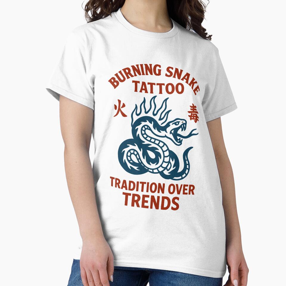 Burning Snake Tattoo – Tradition Over Trends by Tattee T-Shirts, Hoodie, Sweatshirt | BlankRebels.com (Image 2)