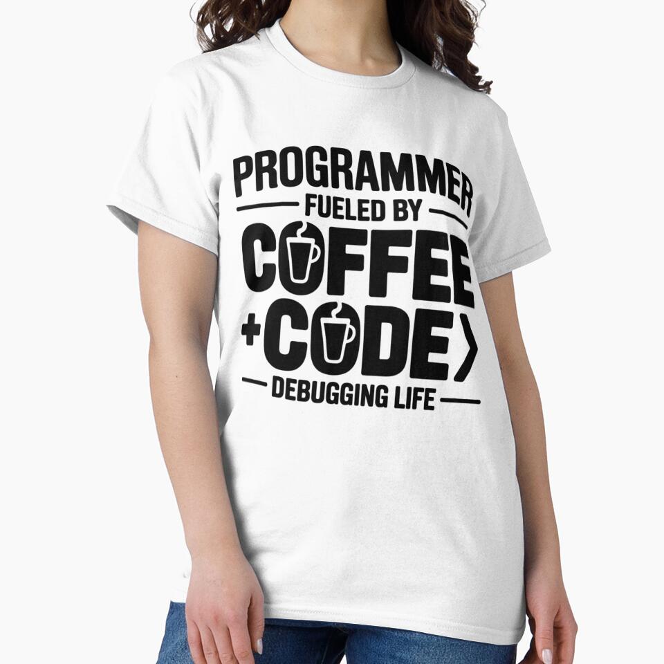 Programmer Fueled By Coffee And Code Debugging Life Funny Tech Typography by GiftsForge T-Shirts, Hoodie,... (Image 2)