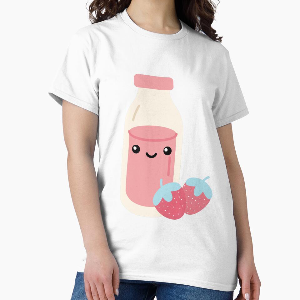 Cute Korean Strawberry Milk Sticker T-Shirts, Hoodie, Sweatshirt
