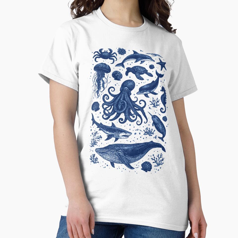 Ocean Life Vintage Marine Animals Retro Aesthetic by JackCurtis1991 T-Shirts, Hoodie, Sweatshirt | BlankRebels.com (Image 2)