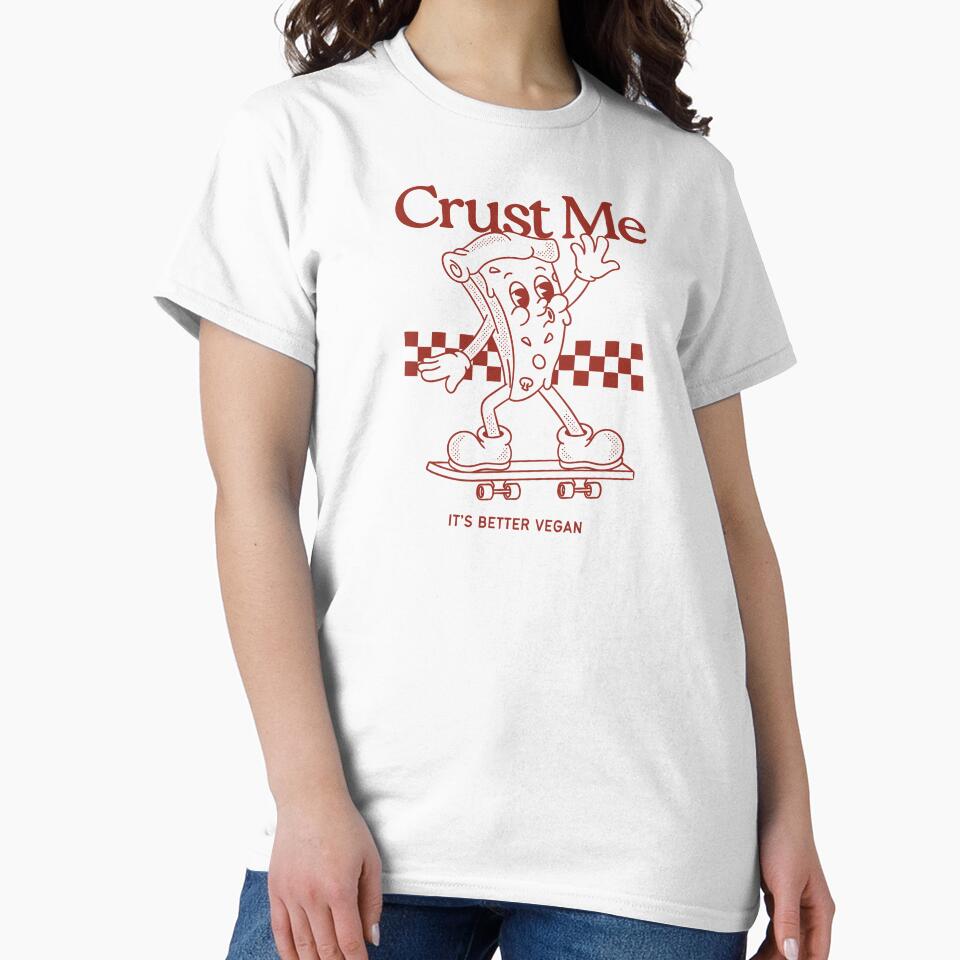 Crust Me, It’s Better Vegan | Retro Pizza Skateboard Design | Funny Vegan Food Art by VegancoreGoods T-Shirts,... (Image 2)