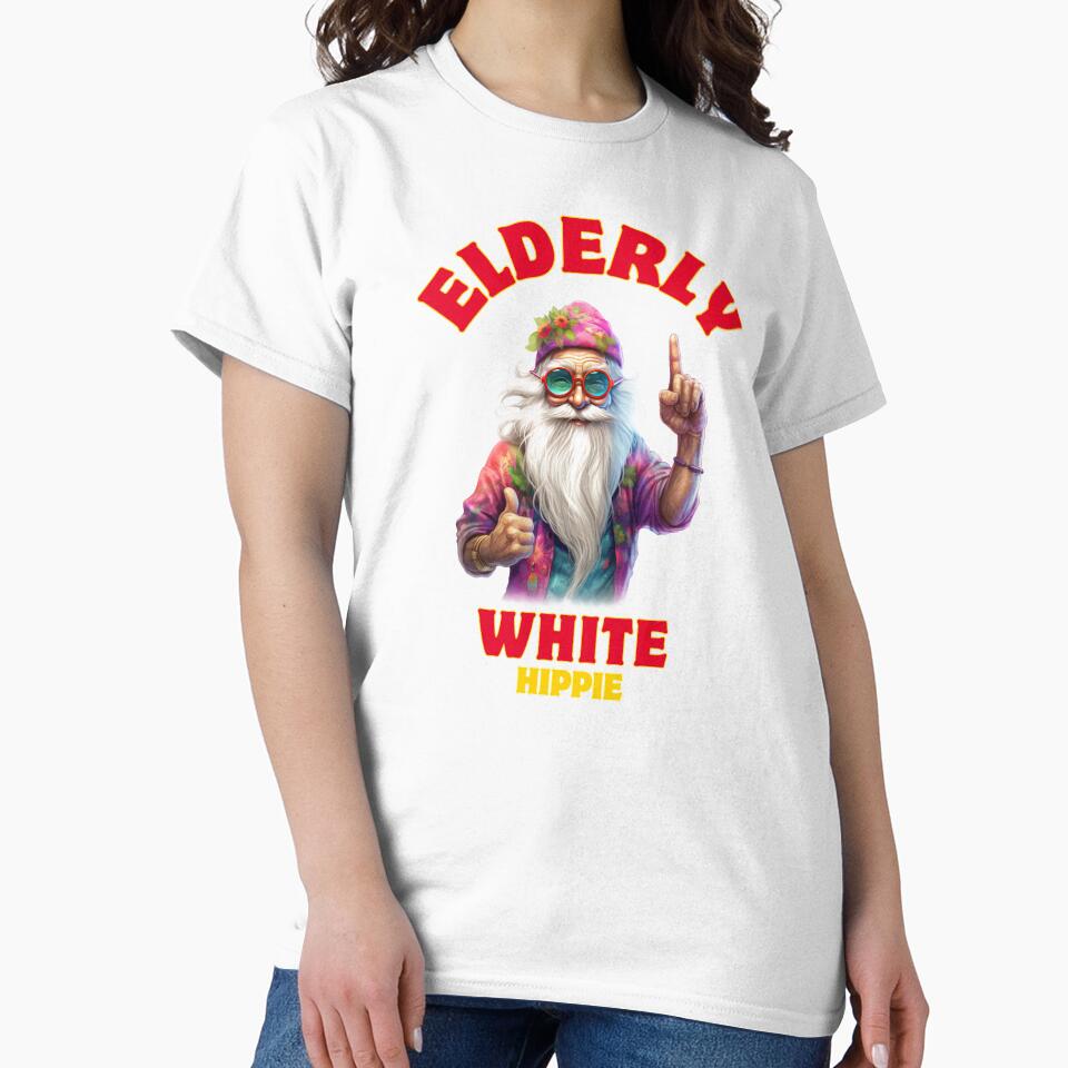 Elderly White Hippie Funny Retro Groovy Vintage Design Gift by Maniutek T-Shirts, Hoodie, Sweatshirt (Image 2)