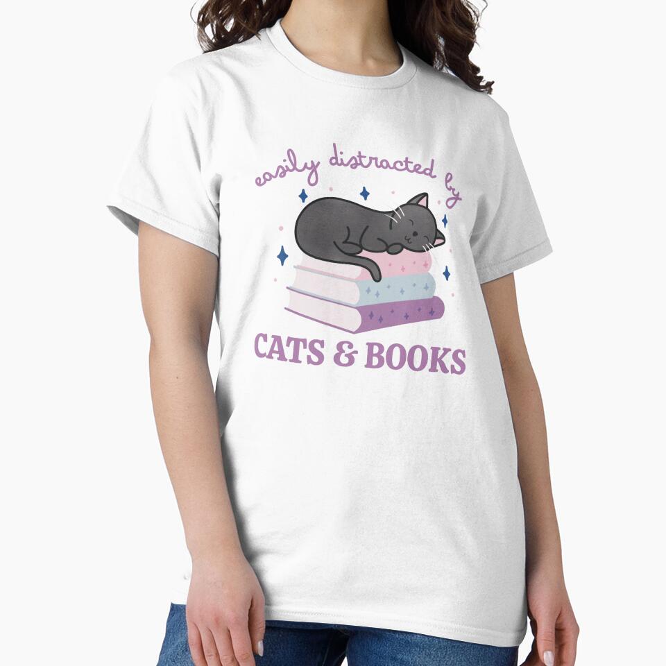 Easily Distracted By Cats And Books Cute Bookish Black Cat by winterpumpkin