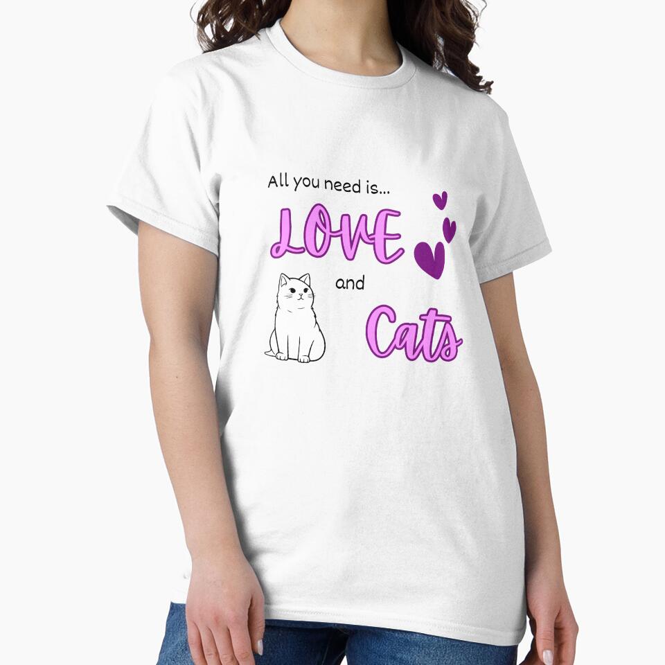All You Need Is Love and Cats – Cute Cat Quote Design by Marie Draws T-Shirts, Hoodie, Sweatshirt | BlankRebels.com (Image 2)