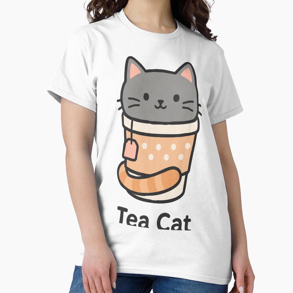 Tea Cat – Cute Kawaii Cat in a Teacup Design for Tea Lovers by graphicnew T-Shirts, Hoodie, Sweatshirt (Image 2)