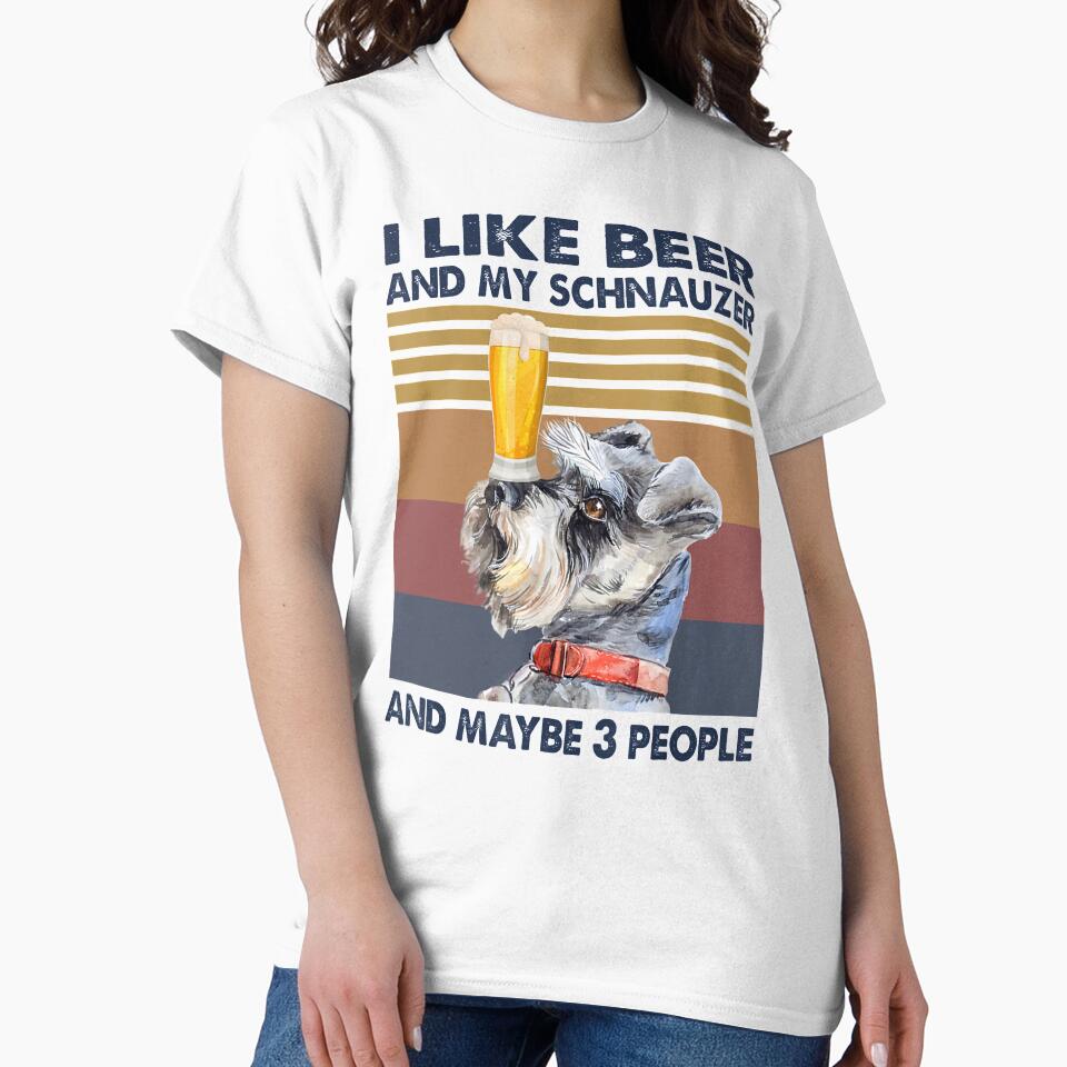 I Like Beer and My Schnauzer Dog Funny Vintage Drinking Gift by ThomasTrump T-Shirts, Hoodie, Sweatshirt (Image 2)