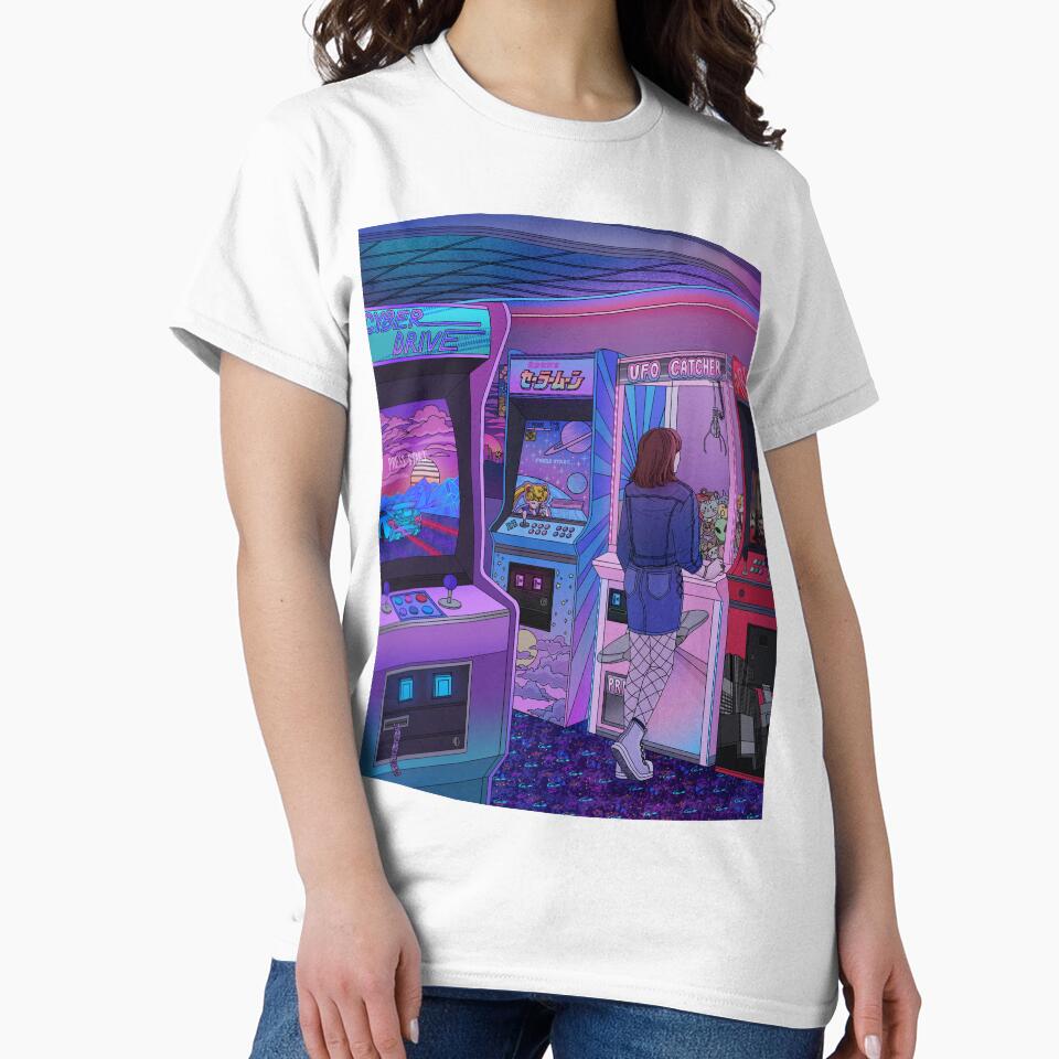 Girl at a retro game arcade by Sunflow3r T-Shirts, Hoodie, Sweatshirt | BlankRebels.com (Image 2)