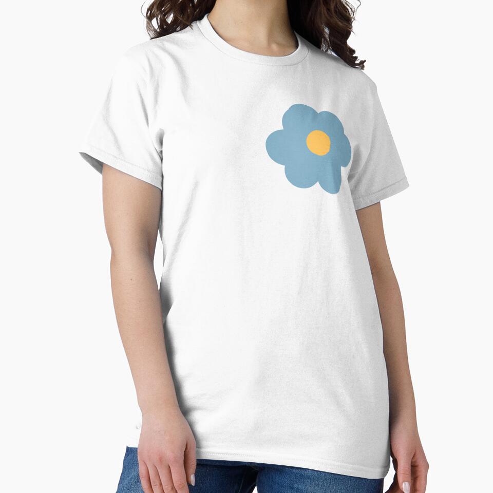 Minimal Blue Daisy Flower – Retro Pastel Aesthetic Design by goodsunday28 T-Shirts, Hoodie, Sweatshirt (Image 2)