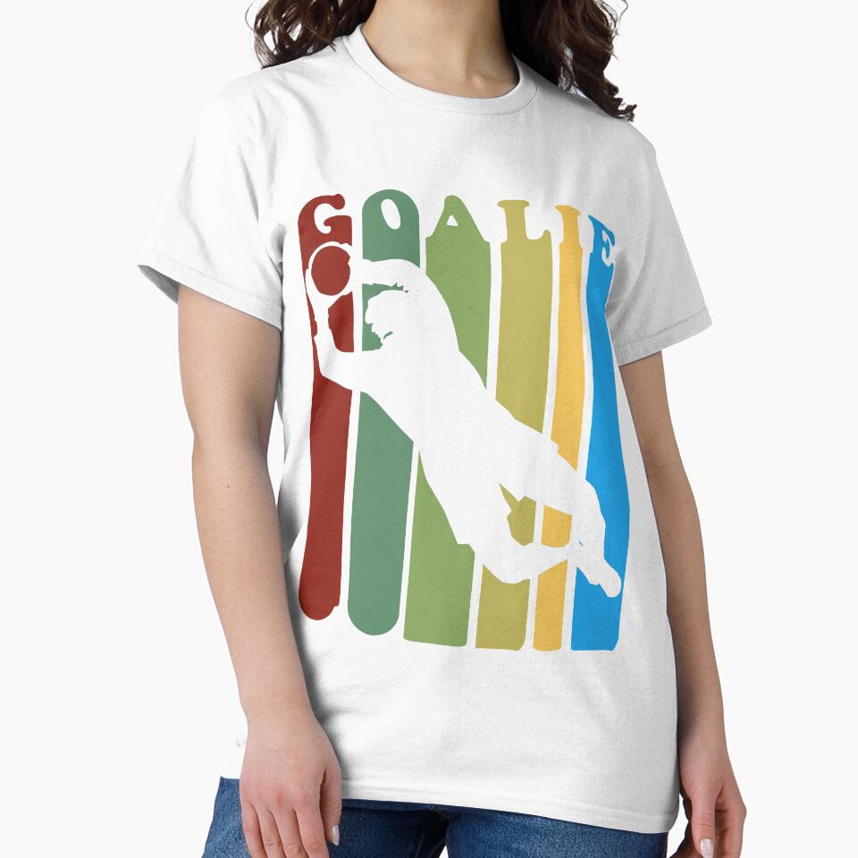 Retro 1970s Style Soccer Goalie Silhouette T-Shirt Goalie Soccer Sport by arcadetoystore