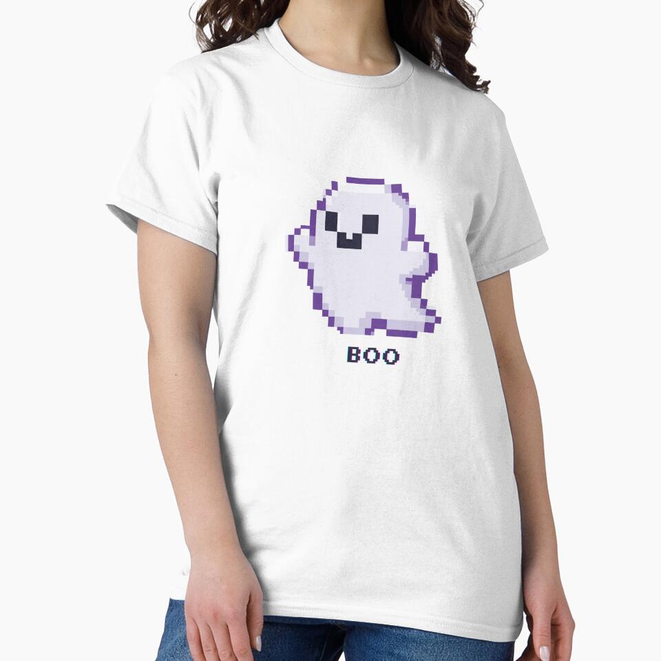 Cute Pixel Ghost Boo – Kawaii 8-Bit Halloween Pixel Art Design by Kstyle93 T-Shirts, Hoodie, Sweatshirt (Image 2)