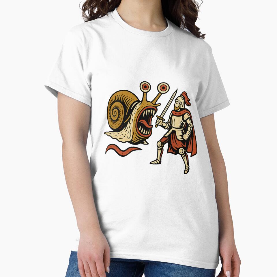 Monster Snail vs Knight – Dark Fantasy Illustration by Design by Anthony T-Shirts, Hoodie, Sweatshirt (Image 2)
