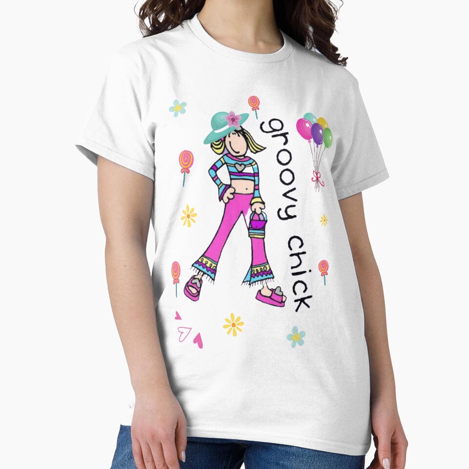 Groovy Chick Shirt, Cartoon Tee, Birthday Girl Shirt, Friends Shirt, Gifts For Frineds by Everydaypurusit