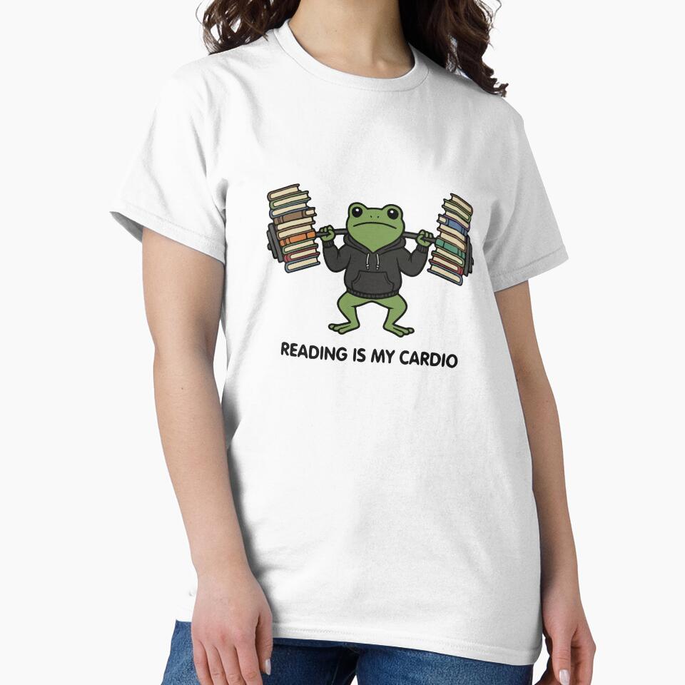 Funny Frog Lifting Book Weights - Reading Is My Cardio by Floomart