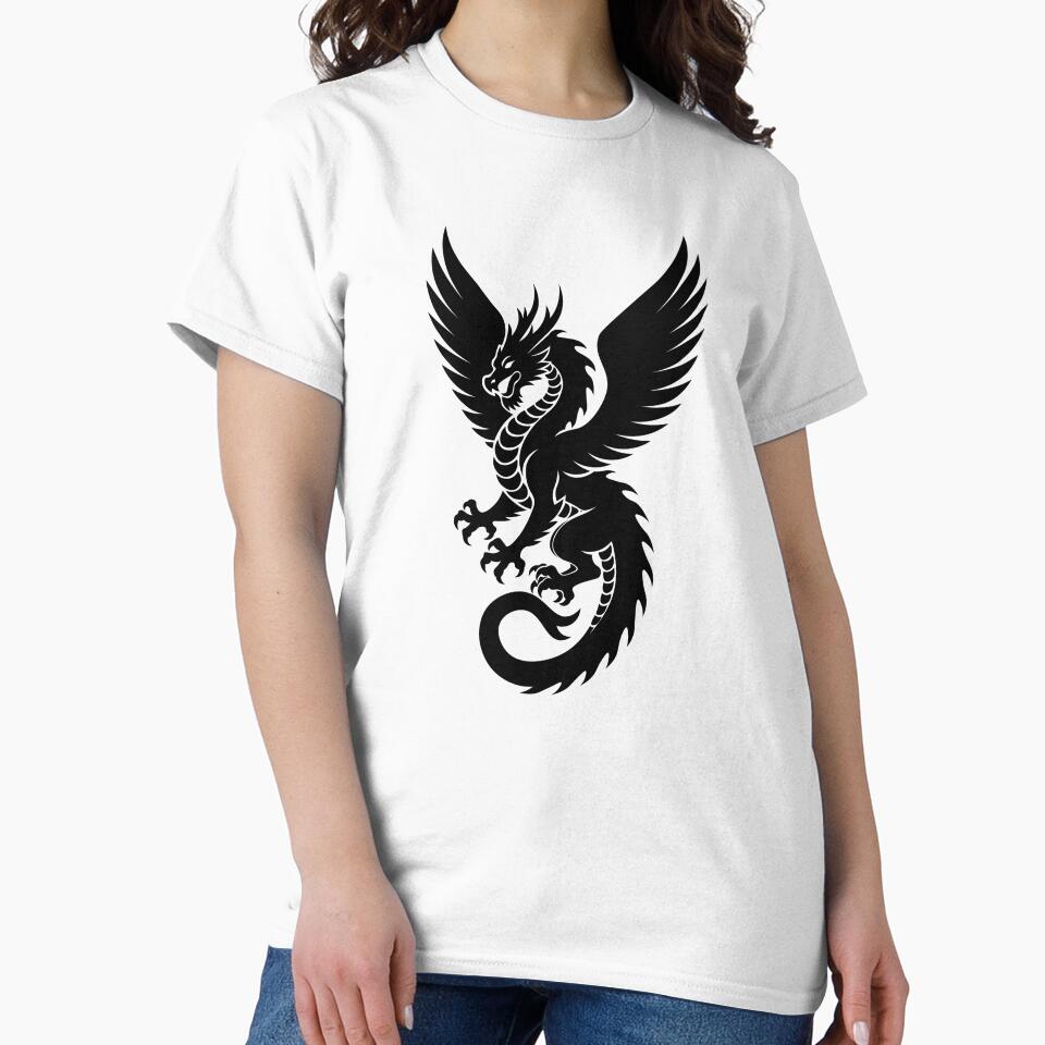 Shadow Fury Dragon - Majestic Winged Beast Silhouette by RyanBelandres T-Shirts, Hoodie, Sweatshirt (Image 2)