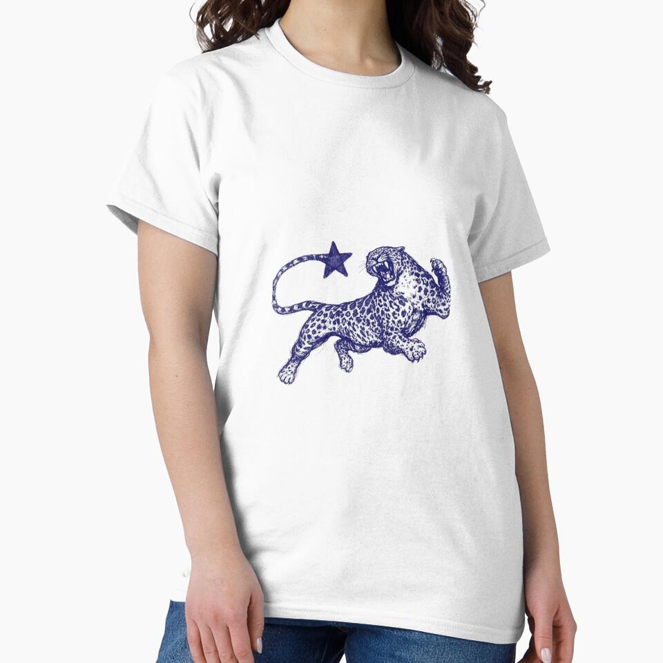 LEAP FOR THE STARS ~Leaping Leopard Ballpoint Sketch | Wild Big Cat Ink Illustration by bipsybutton T-Shirts,... (Image 2)