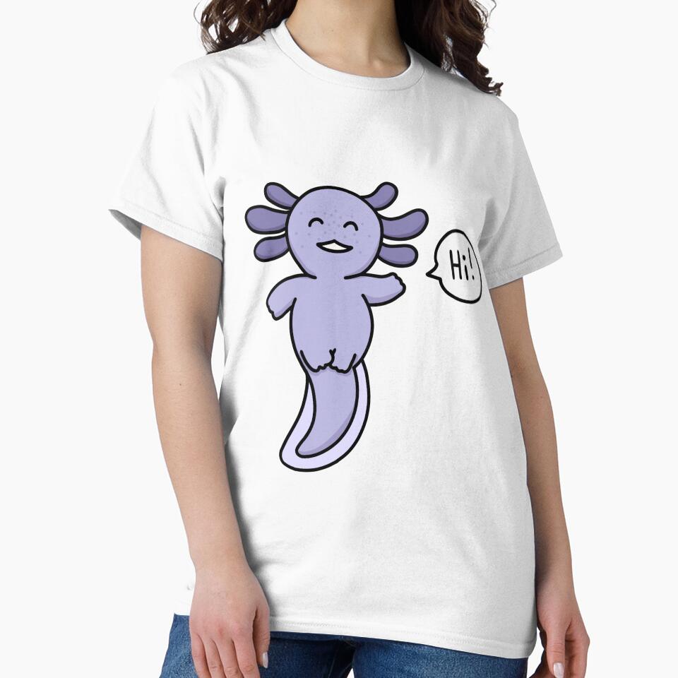 Purple axolotl saying "Hi!" by Lucesco T-Shirts, Hoodie, Sweatshirt | BlankRebels.com (Image 2)
