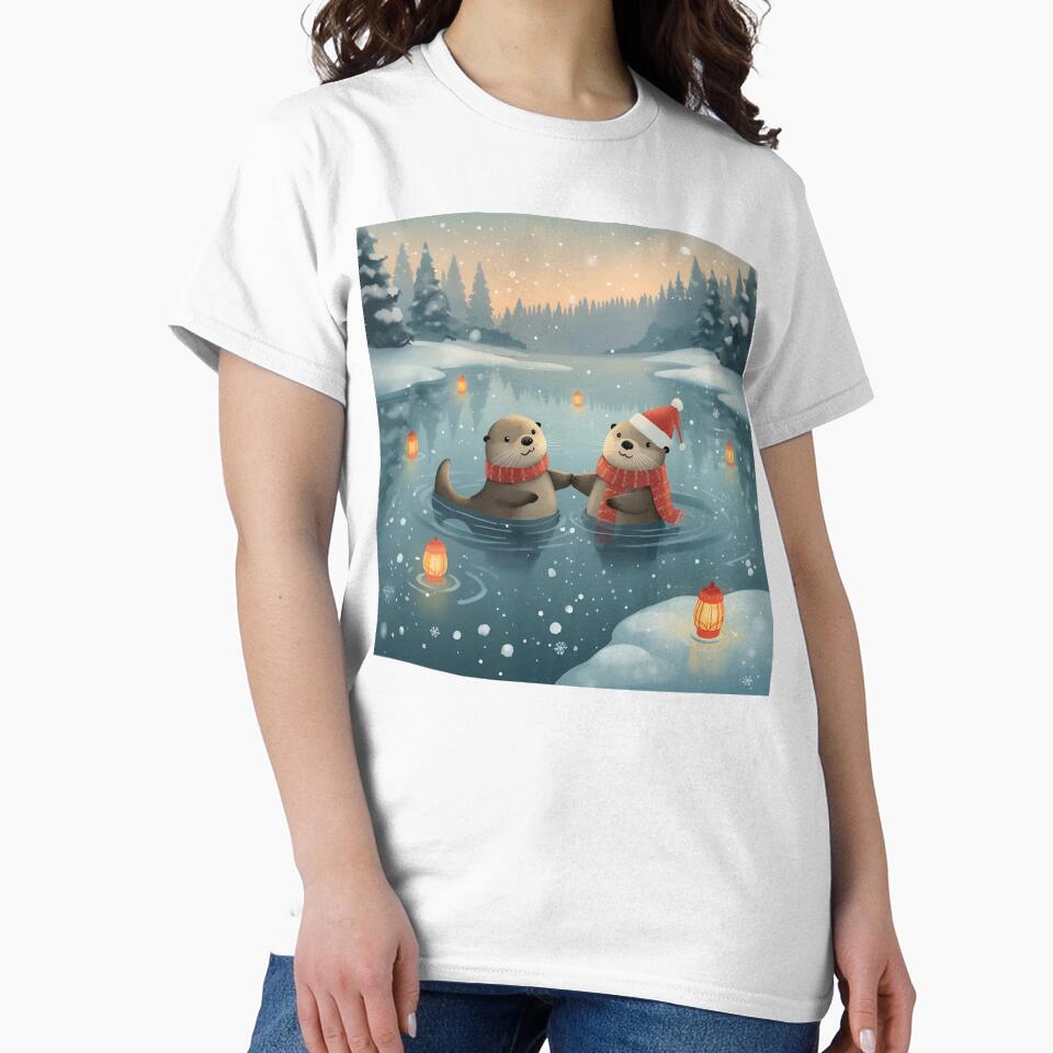 Floating Winter Love – Sea Otters in Snowy Waters by WildlifeWhimsy T-Shirts, Hoodie, Sweatshirt | BlankRebels.com (Image 2)