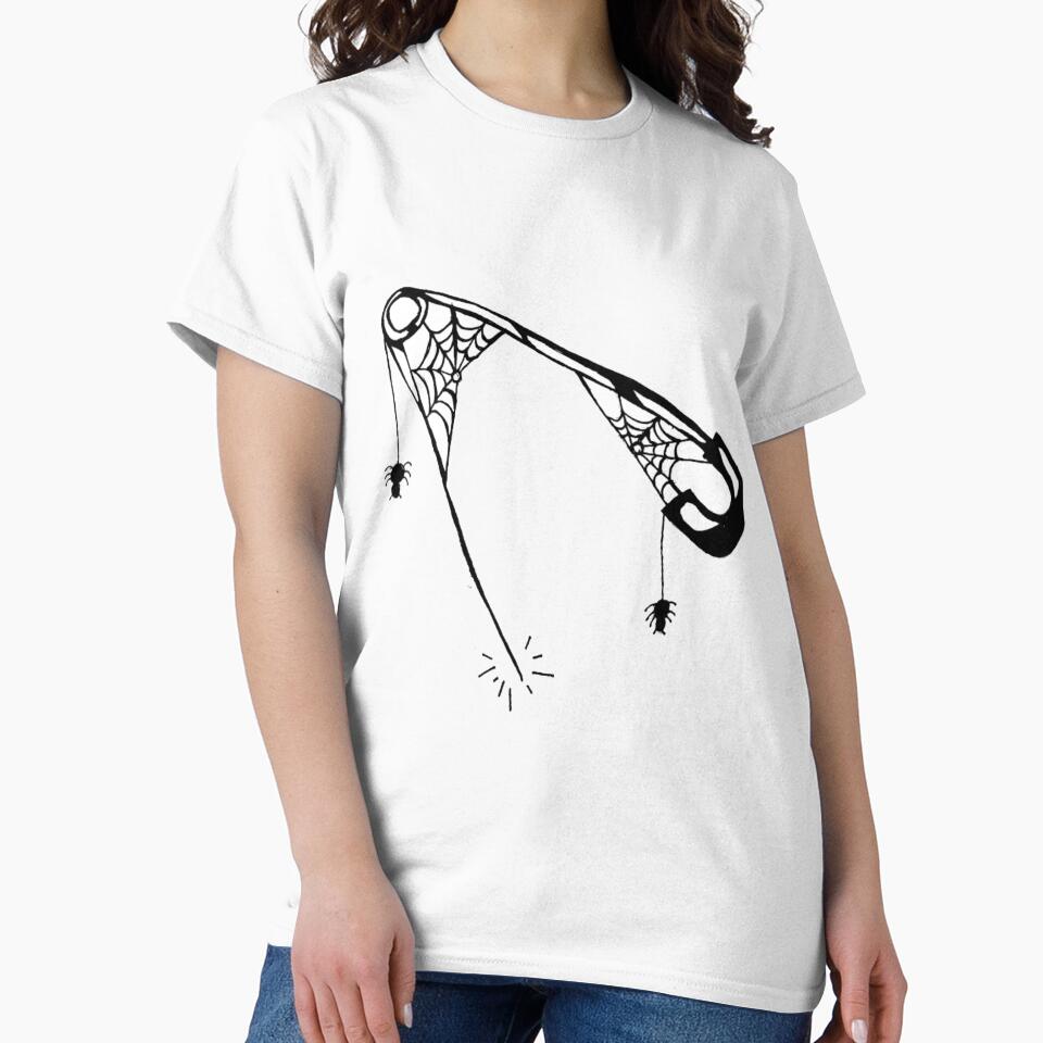 Grayscale Safety Pin With Spiderwebs by KayTurtless T-Shirts, Hoodie, Sweatshirt | BlankRebels.com (Image 2)