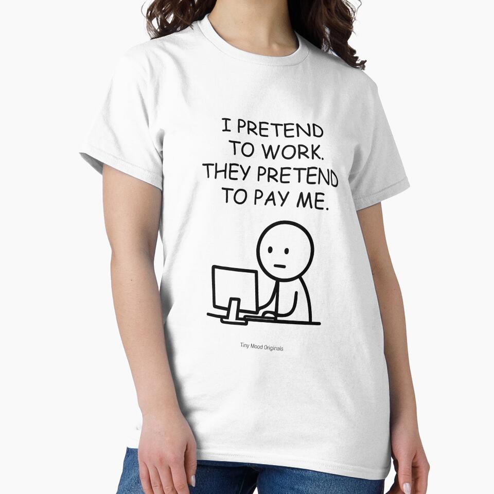 Minimalist Stick Figure Pretend to Work – Funny Office Wall Art by eivicraft T-Shirts, Hoodie, Sweatshirt (Image 2)