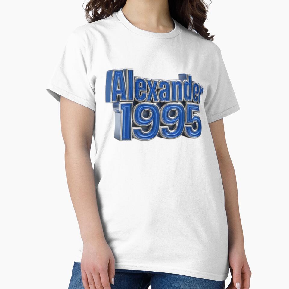 Alexander 1995 – Blue Chrome Retro Name Design by AlexLineArt T-Shirts, Hoodie, Sweatshirt | BlankRebels.com (Image 2)