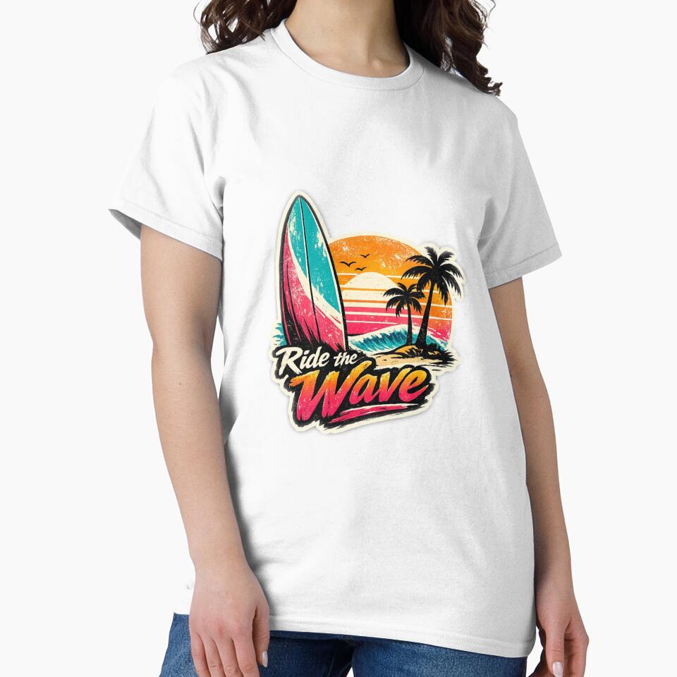 ride the wave retro surf sunset by RetroDistrict87