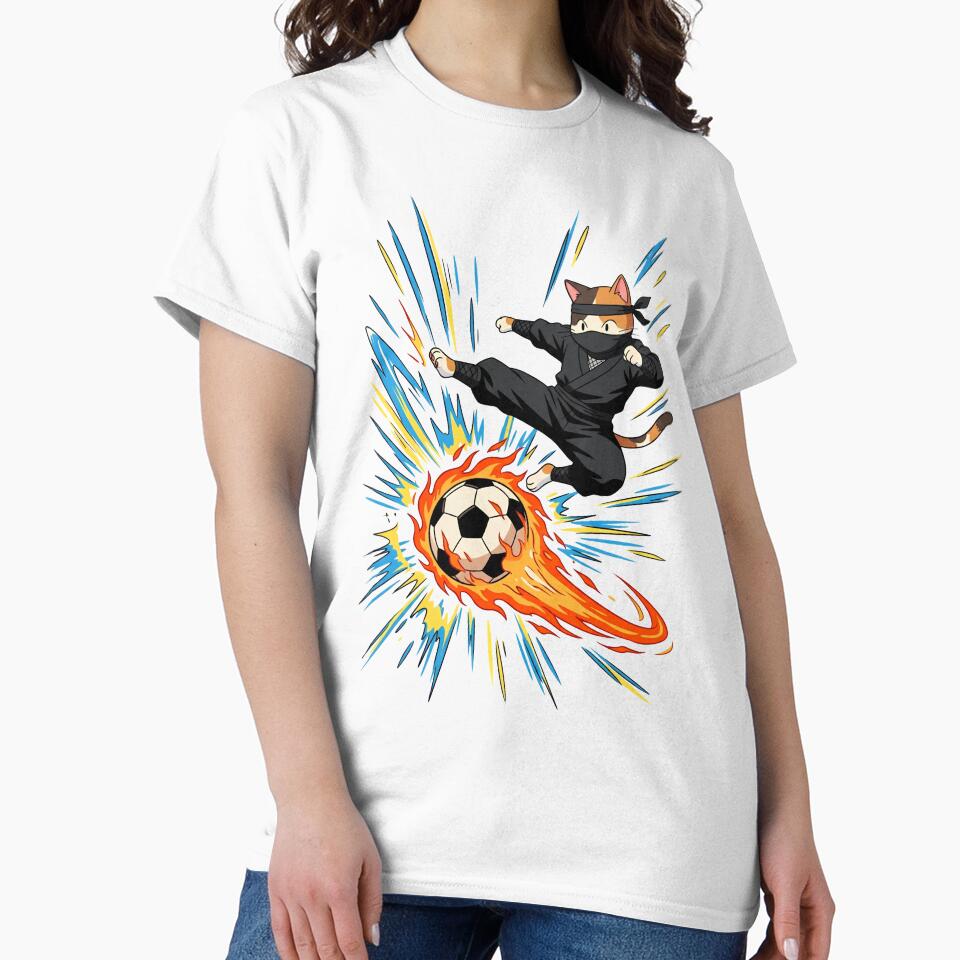 Retro Kawaii Ninja Cat Soccer Fan - Anime Aesthetic by M.Store