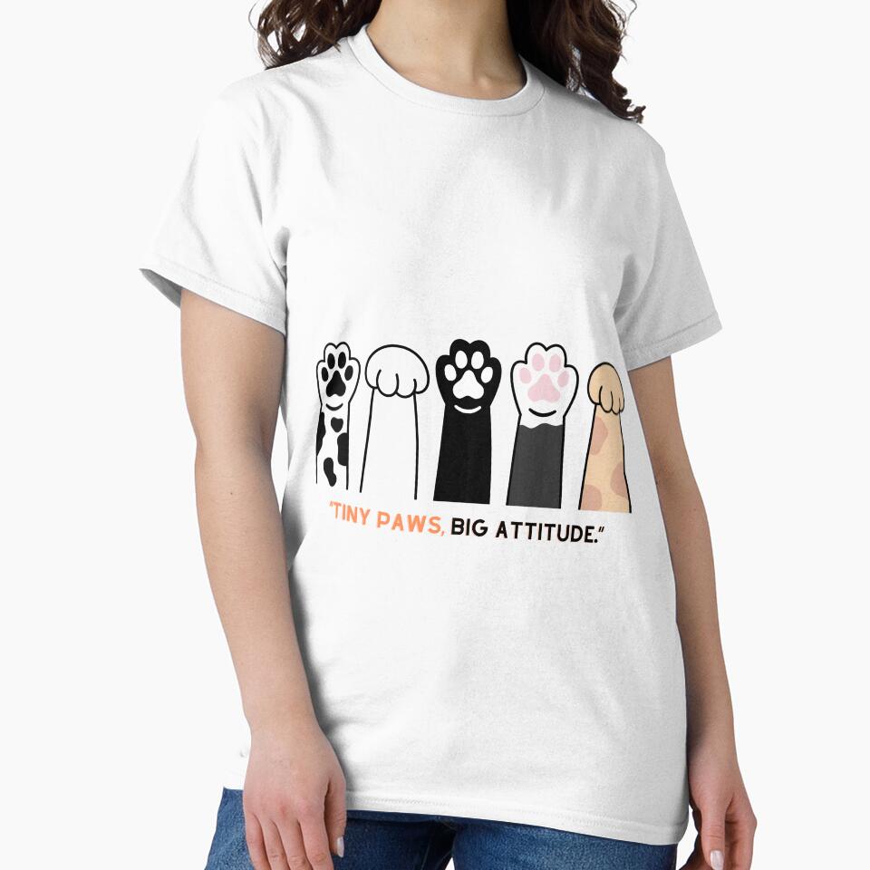 Tiny Paws Big Attitude – Cute Cat Paw Quote Design by Abby Graphy ⭐⭐⭐⭐⭐ T-Shirts, Hoodie, Sweatshirt (Image 2)