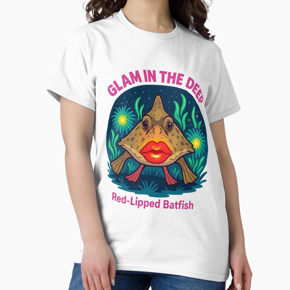 Glam in the Deep – Red-Lipped Batfish Cute Deep Sea Creature by WildlifeInc T-Shirts, Hoodie, Sweatshirt (Image 2)
