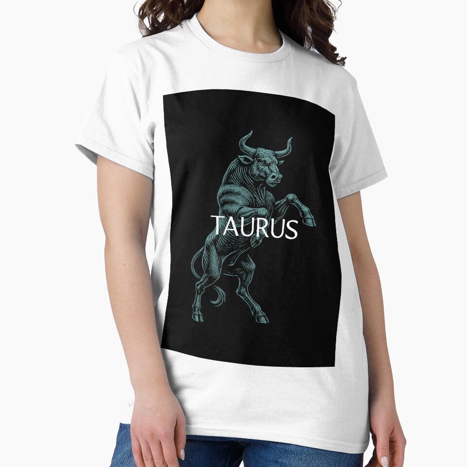 Taurus Zodiac – Vintage Bull in Teal on Black by MajesticBeasts T-Shirts, Hoodie, Sweatshirt | BlankRebels.com (Image 2)