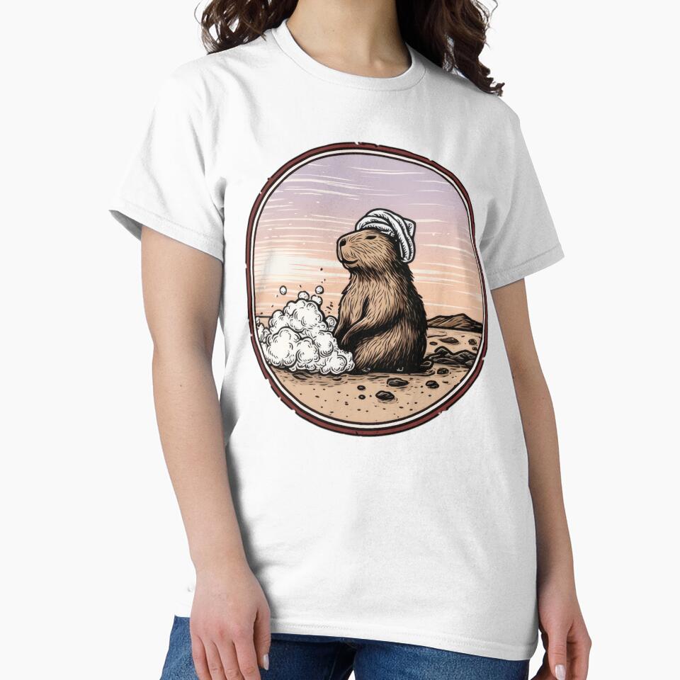 Capybara Hot Springs Badge by T-pocket T-Shirts, Hoodie, Sweatshirt | BlankRebels.com (Image 2)