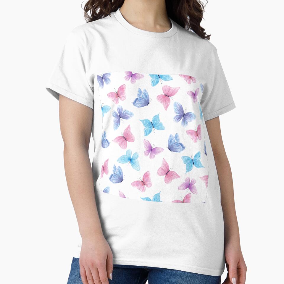 Pretty Watercolor Butterflies Pattern by newburyboutique T-Shirts, Hoodie, Sweatshirt | BlankRebels.com (Image 2)