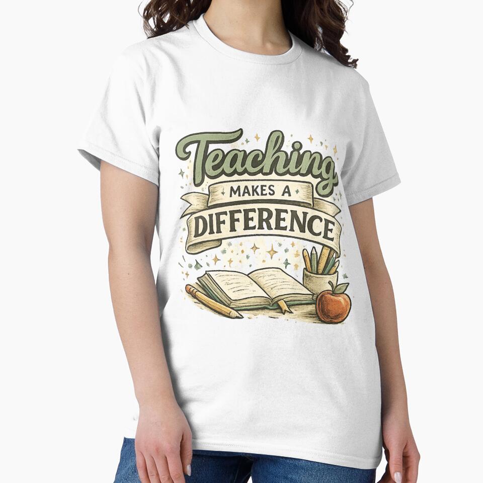 Teaching Makes a Difference – Inspirational Teacher Quote, Vintage Minimal Teacher Design by BlossomedGlow... (Image 2)