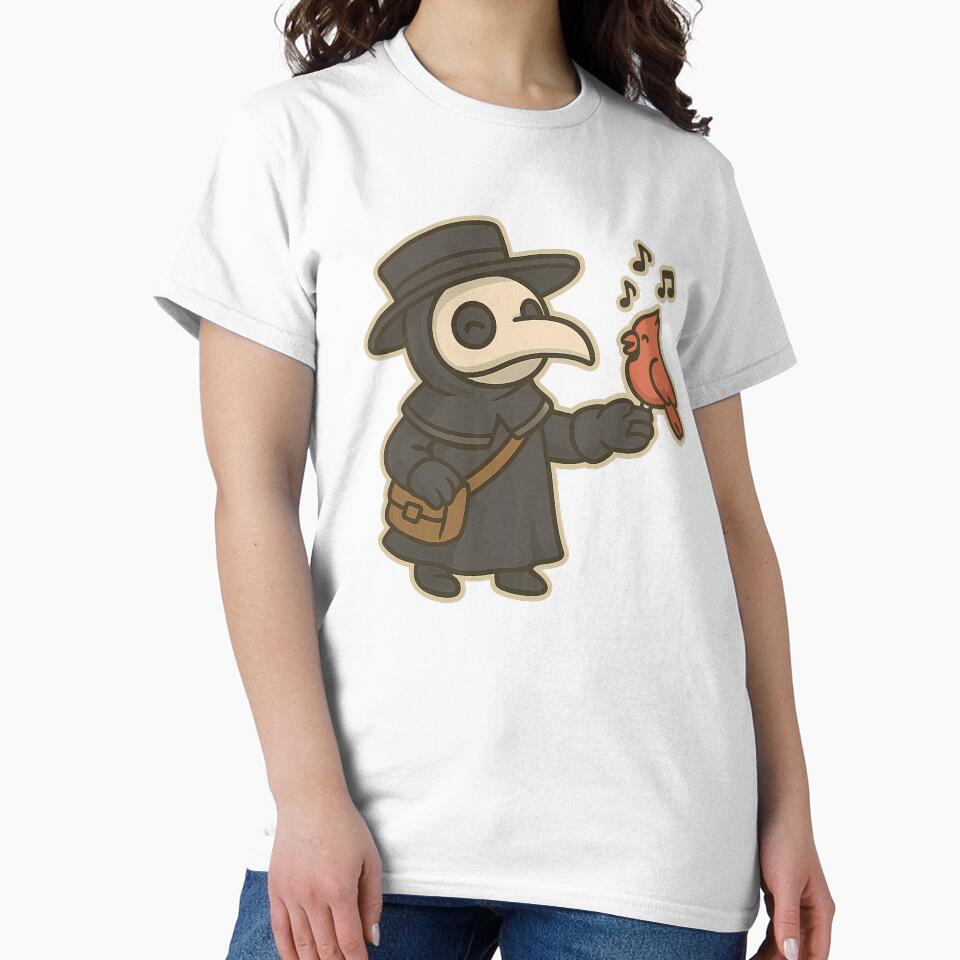 Plague Doctor & Songbird – Cute Spooky Friendship Design by designsbyhw T-Shirts, Hoodie, Sweatshirt (Image 2)