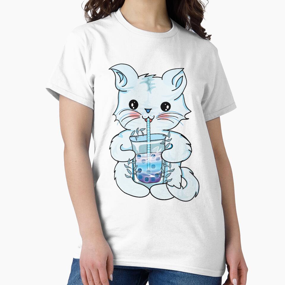 cat boba tea l kawaii cat drinking boba tea l bubble tea by Bossin T-Shirts, Hoodie, Sweatshirt | BlankRebels.com (Image 2)