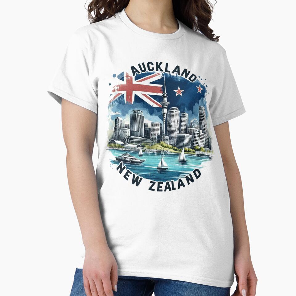 Auckland New Zealand Travel Art by clarkfraser T-Shirts, Hoodie, Sweatshirt | BlankRebels.com (Image 2)