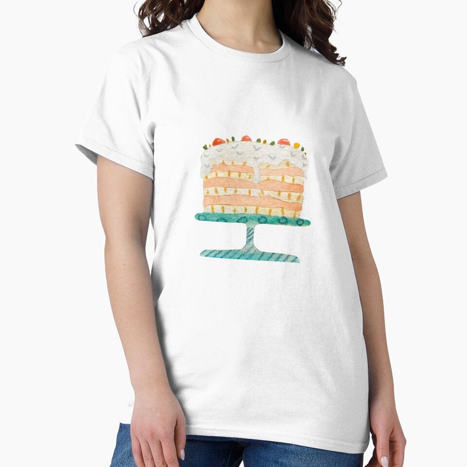 Cake textured a happy birthday watercolor sketch by Yana Mustafina | Boho Soulful Designs T-Shirts, Hoodie,... (Image 2)