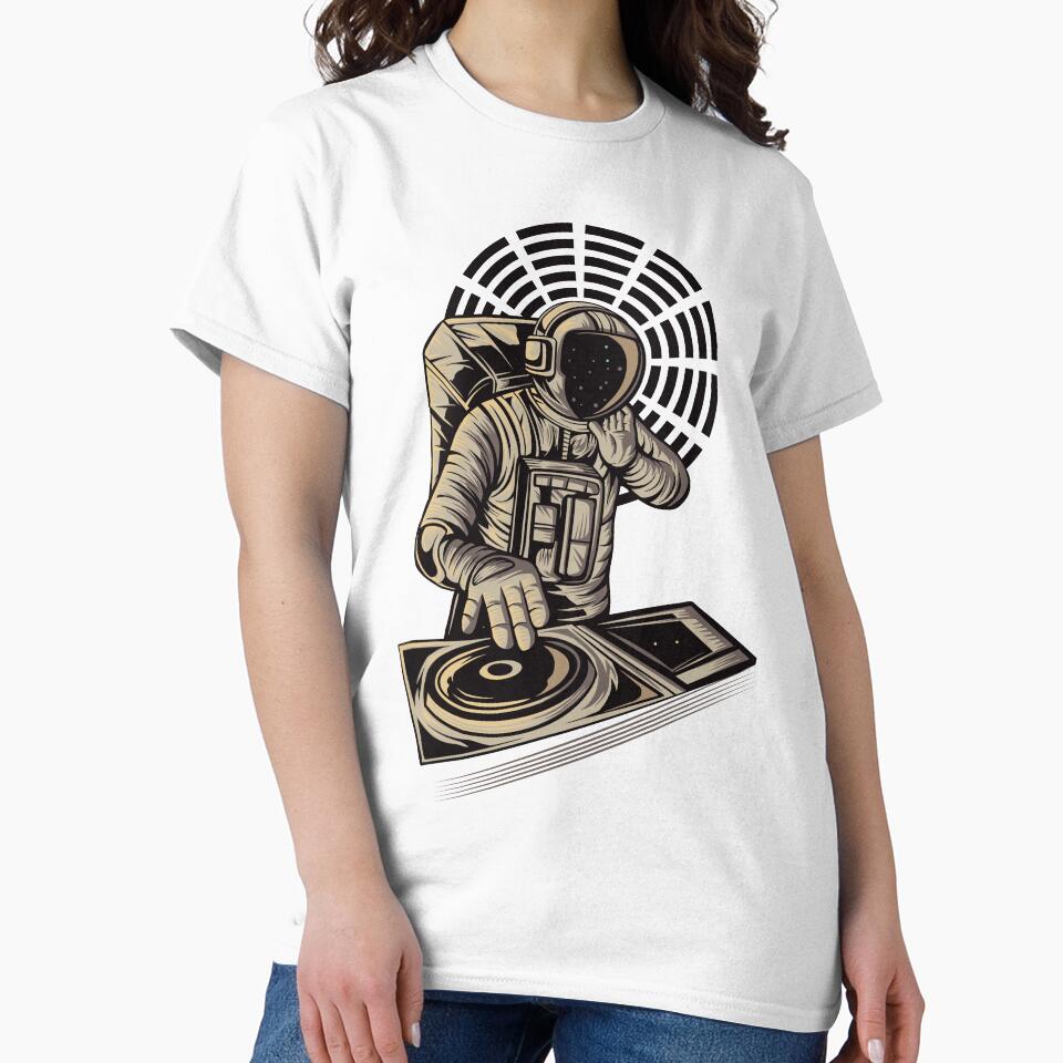 Copy of DJ Astronaut mix music in space white pattern by coffeeapparel T-Shirts, Hoodie, Sweatshirt (Image 2)