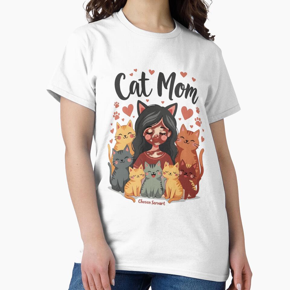 Cat Mom Chosen Servant - Cute Kawaii Multi Cat Owner Illustration by haitrieuic96 T-Shirts, Hoodie, Sweatshirt (Image 2)