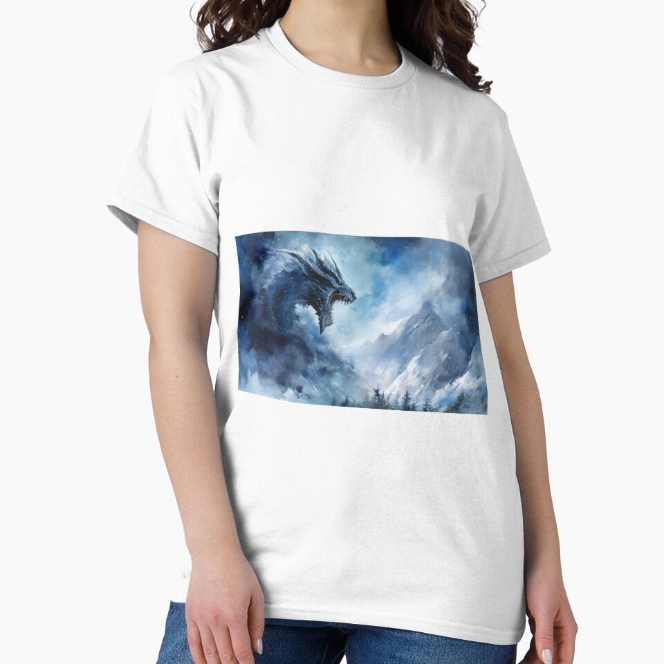 Dark Fantasy Watercolor - Roaring Ice Dragon by Fantasy Masterpiece T-Shirts, Hoodie, Sweatshirt | BlankRebels.com (Image 2)