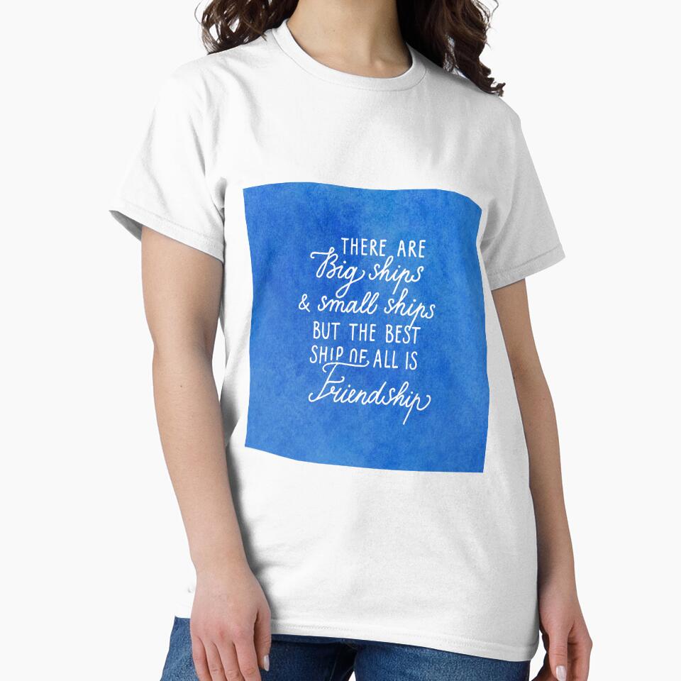 Sea life watercolor lettering about ships & friendship by Darina Gulbina T-Shirts, Hoodie, Sweatshirt (Image 2)