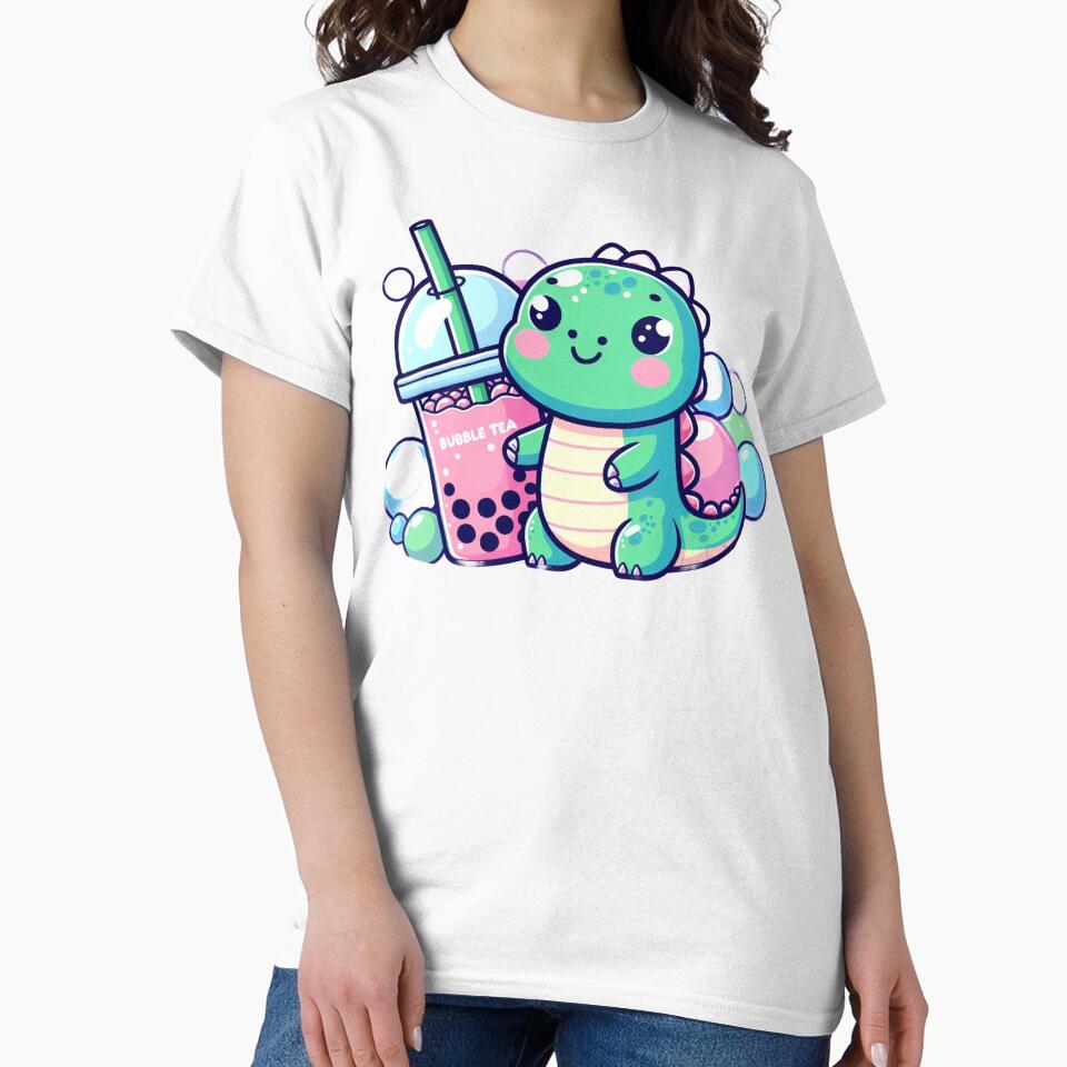Bubble Tea, Cute Dino by quinnteestore T-Shirts, Hoodie, Sweatshirt | BlankRebels.com (Image 2)