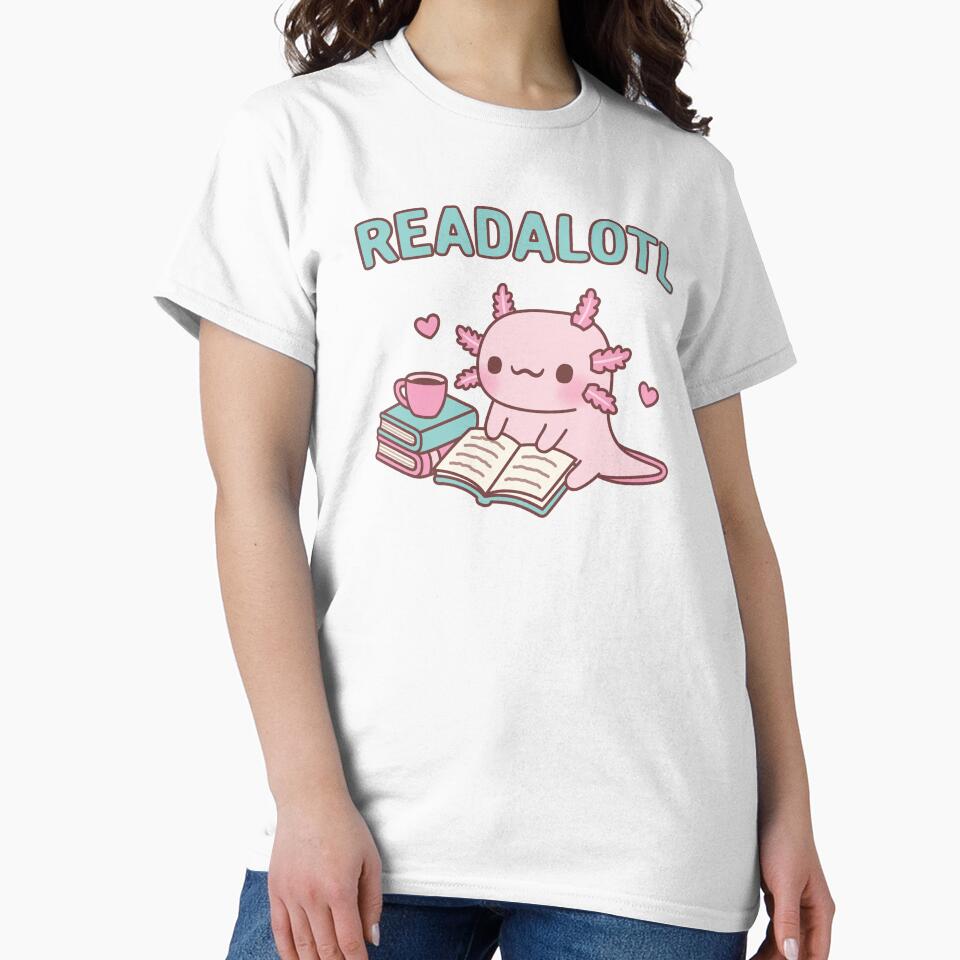 Cute Axolotl Reading A Book Readalotl Funny Pun by rustydoodle T-Shirts, Hoodie, Sweatshirt | BlankRebels.com (Image 2)