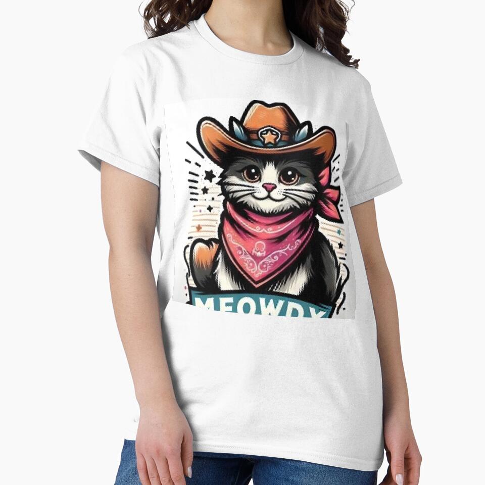 Meowdy - Cute Cowboy Cat Sheriff by Samthecreator01 T-Shirts, Hoodie, Sweatshirt | BlankRebels.com (Image 2)