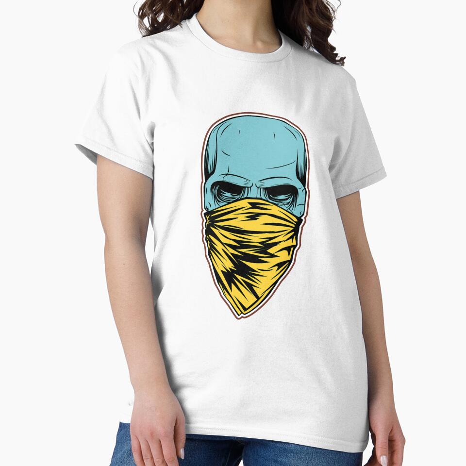 Masked Skull with Yellow Bandana Street Art Design by Horrify T-Shirts, Hoodie, Sweatshirt | BlankRebels.com (Image 2)