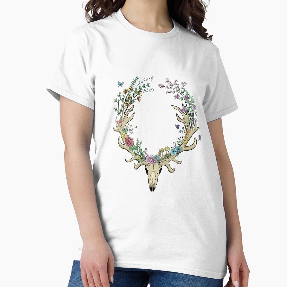 Deer skull with flowers by Avalon18 T-Shirts, Hoodie, Sweatshirt | BlankRebels.com (Image 2)