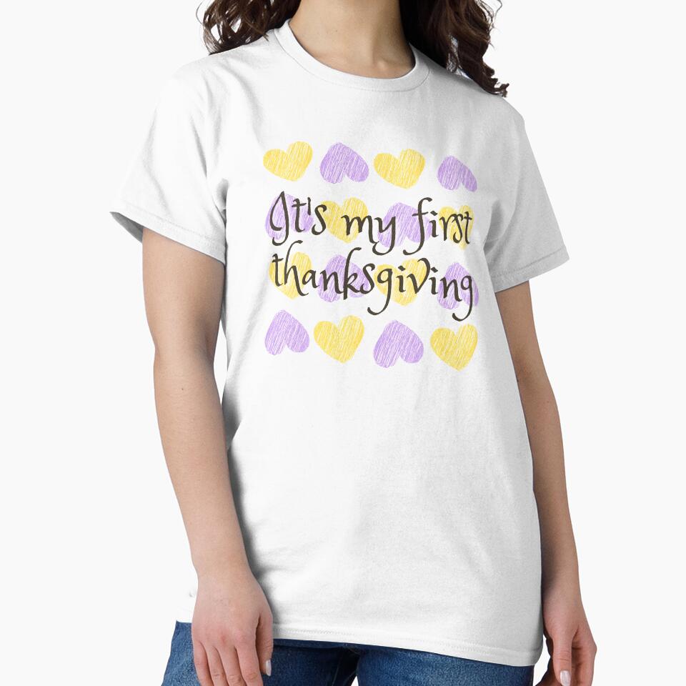 It's my first thanksgiving with cute yellow and purple hearts by lMonsterPlanetl T-Shirts, Hoodie, Sweatshirt (Image 2)