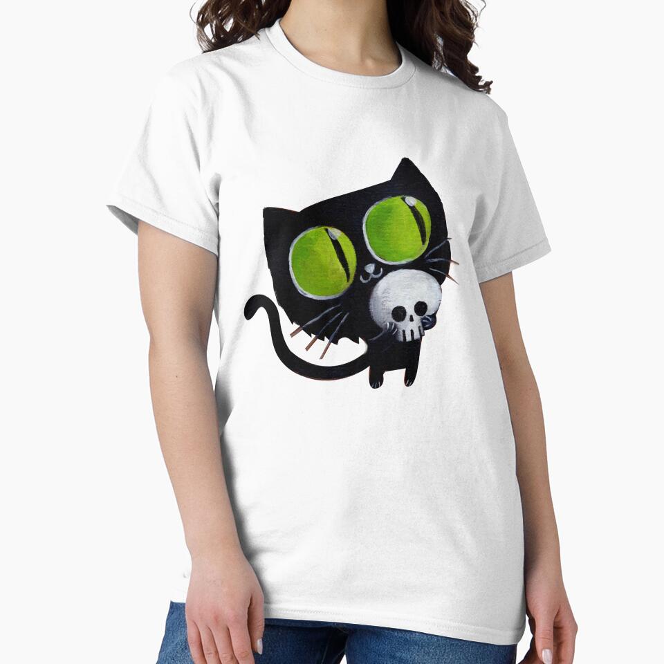 Black Halloween Cat with Skull by colonelle T-Shirts, Hoodie, Sweatshirt | BlankRebels.com (Image 2)