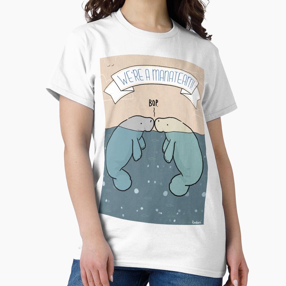 We're a manateam! manatee love and friendship illustration by tostoini T-Shirts, Hoodie, Sweatshirt (Image 2)