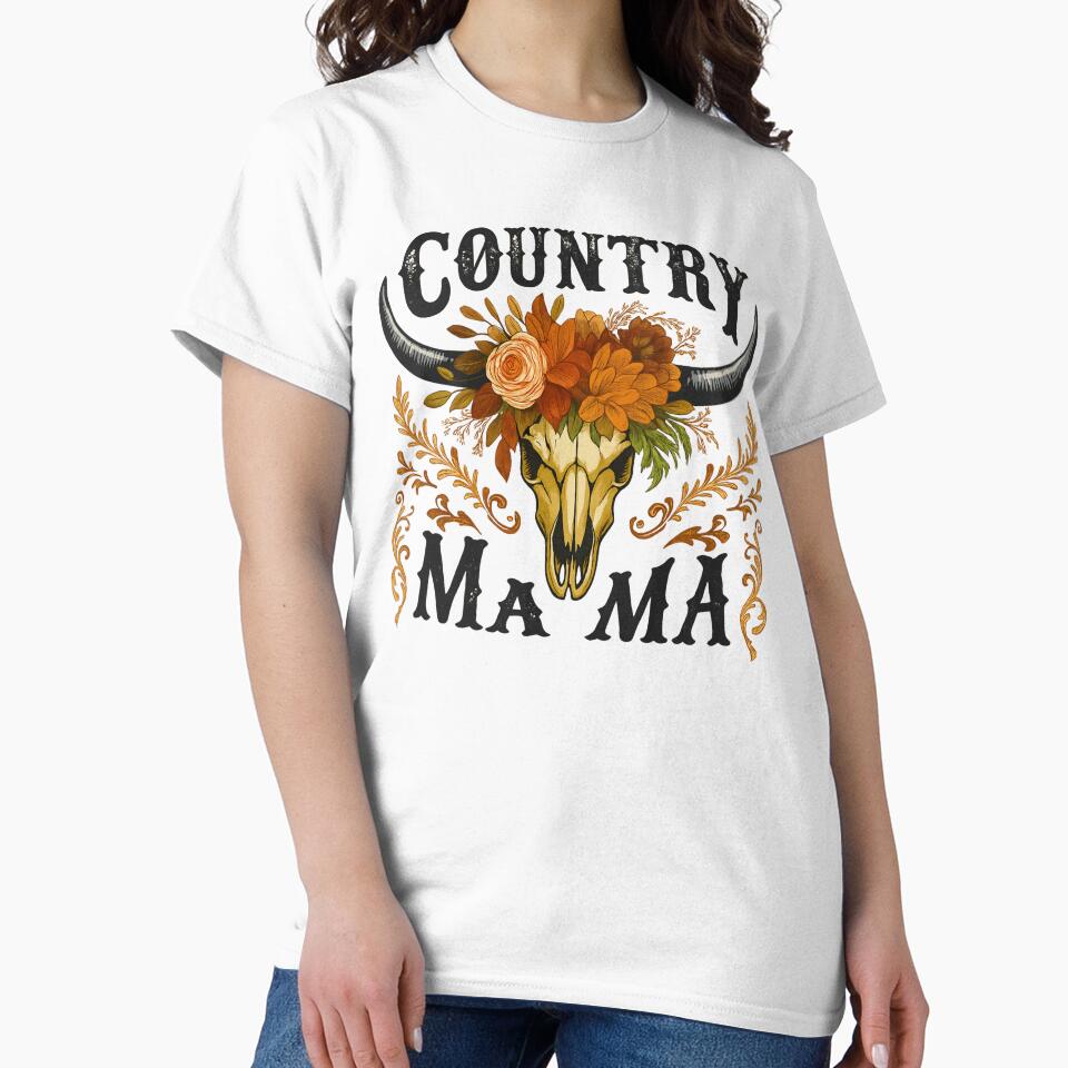 Country Mama Boho Steer Skull Floral Western Southern Aesthetic by haitrieuic96 T-Shirts, Hoodie, Sweatshirt (Image 2)